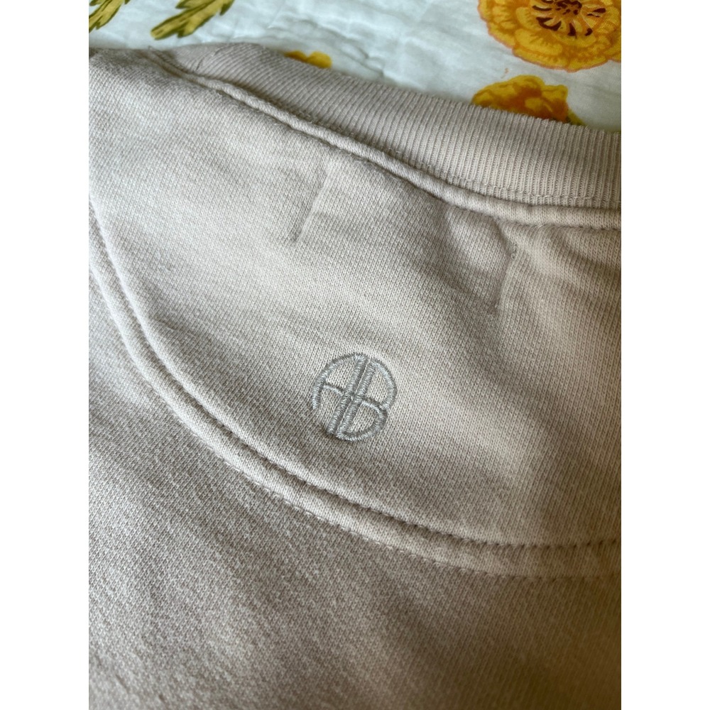 Anine Bing Ramona University Crewneck Sweatshirt Stone 100% Cotton Small - Picture 6 of 16